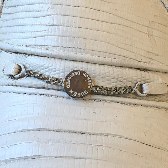 Vintage 80's Mens Dress Loafer White Leather Snake Print Queen French 10.5 ASIS - Picture 5 of 15